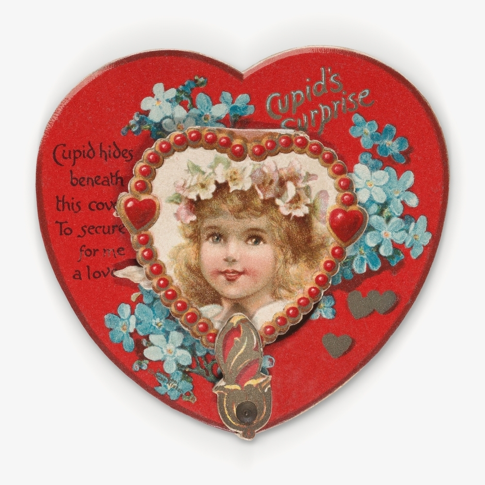 Vintage Heart-Shaped Cupid's Surprise Art Print